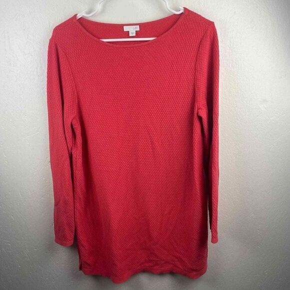 J. Jill Coral Oversized Tunic Style Knit Sweater Sz M Cotton Viscose Rayon Nylon - Picture 5 of 10